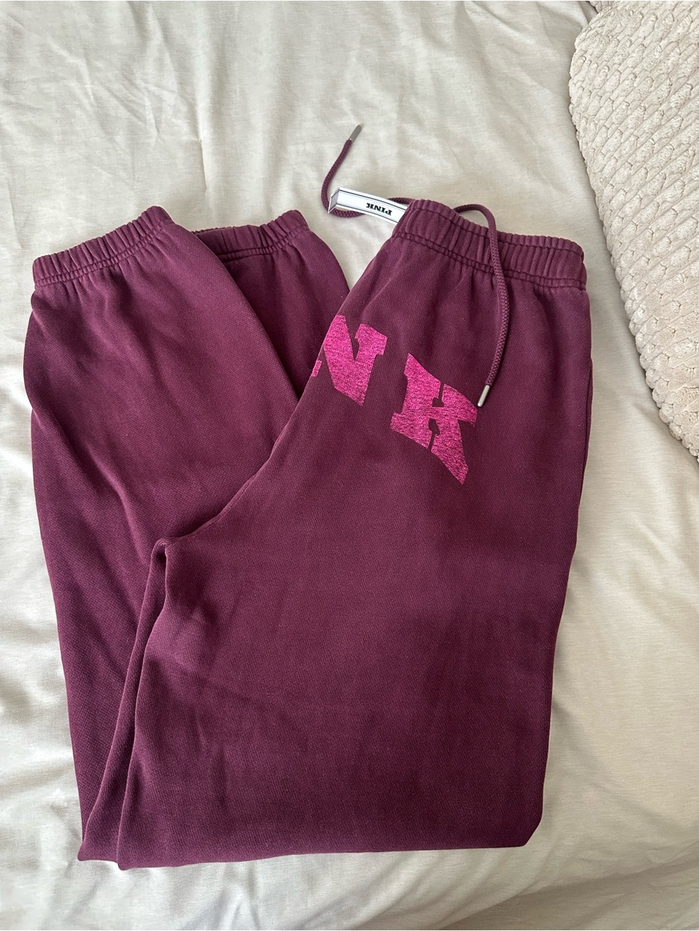 PINK Victoria's Secret Maroon Joggers with Pink Logo
